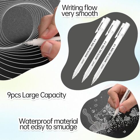 White Gel Pens - 0.6mm White Archival Ink Pen for Black Paper, Holiday Gifts & Bullet Journal Detailing - 6-Pack Archival Ink Set for Sketching, Illustration, Bullet Journaling in Saudi Arabia
