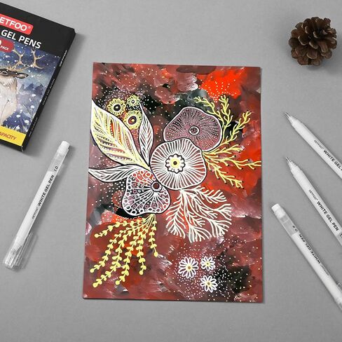 White Gel Pens - 0.6mm White Archival Ink Pen for Black Paper, Holiday Gifts & Bullet Journal Detailing - 6-Pack Archival Ink Set for Sketching, Illustration, Bullet Journaling in Saudi Arabia