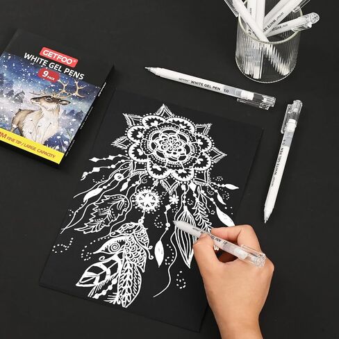 White Gel Pens - 0.6mm White Archival Ink Pen for Black Paper, Holiday Gifts & Bullet Journal Detailing - 6-Pack Archival Ink Set for Sketching, Illustration, Bullet Journaling in Saudi Arabia