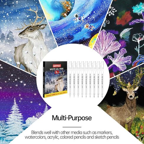 White Gel Pens - 0.6mm White Archival Ink Pen for Black Paper, Holiday Gifts & Bullet Journal Detailing - 6-Pack Archival Ink Set for Sketching, Illustration, Bullet Journaling in Saudi Arabia