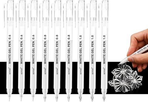 White Gel Pens - 0.6mm White Archival Ink Pen for Black Paper, Holiday Gifts & Bullet Journal Detailing - 6-Pack Archival Ink Set for Sketching, Illustration, Bullet Journaling in Saudi Arabia
