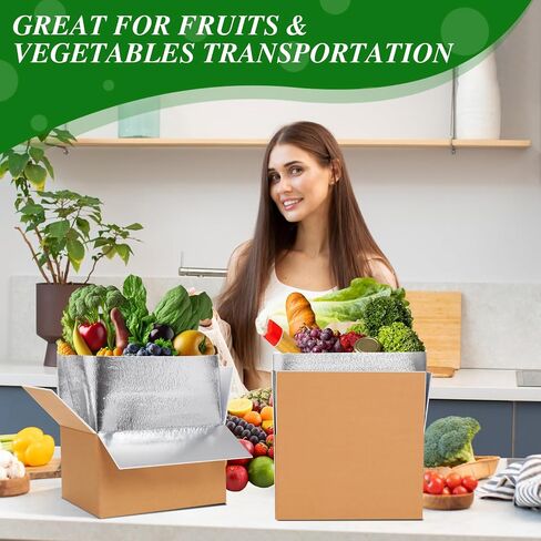 Honoson 4 Pack Thermal Insulated Shipping Boxes with Aluminum Foil Liner and Reusable Ice Pack for Shipping Big Cold Pack Cooler Boxes for Mailing Moving Hot Frozen Food, 12'' x 5.5'' x 7.5'' in Saudi Arabia