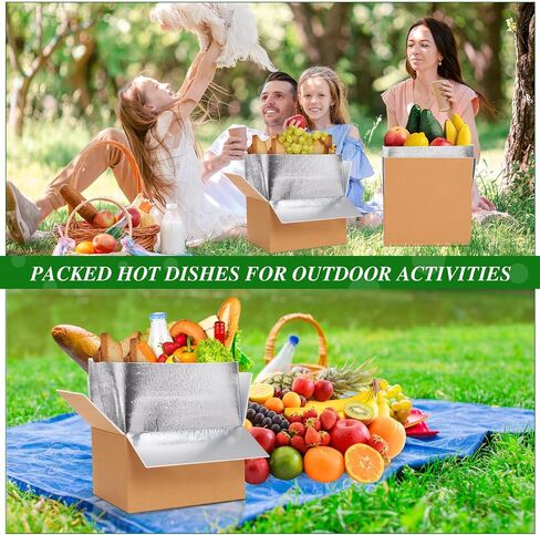 Honoson 4 Pack Thermal Insulated Shipping Boxes with Aluminum Foil Liner and Reusable Ice Pack for Shipping Big Cold Pack Cooler Boxes for Mailing Moving Hot Frozen Food, 12'' x 5.5'' x 7.5'' in Saudi Arabia
