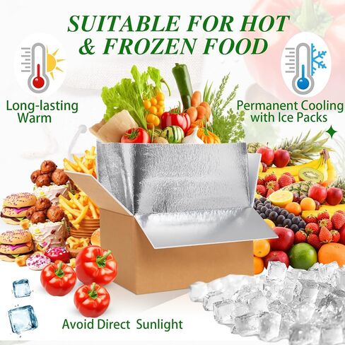 Honoson 4 Pack Thermal Insulated Shipping Boxes with Aluminum Foil Liner and Reusable Ice Pack for Shipping Big Cold Pack Cooler Boxes for Mailing Moving Hot Frozen Food, 12'' x 5.5'' x 7.5'' in Saudi Arabia