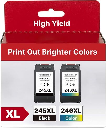 استبدال خرطوشة الحبر 245XL لـ Canon 245XL 246XL COMBO Pack عالية السعة لـ Canon Ink 245 و 246 ، تعمل مع PIXMA MX490 MX492 MG2522 TR4520 MG3022 MG2520 TS3100 TS3122 TS3300 (Black ، Color) in Kuwait
