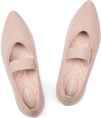 Frank Mully Womens Knit Flats Pointed-Toe Shoes with Elastic Straps Ballerina Flat Shoes for Women Dressy in Kuwait
