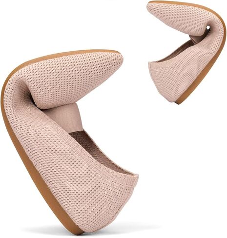 Frank Mully Womens Knit Flats Pointed-Toe Shoes with Elastic Straps Ballerina Flat Shoes for Women Dressy in Kuwait