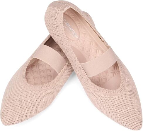 Frank Mully Womens Knit Flats Pointed-Toe Shoes with Elastic Straps Ballerina Flat Shoes for Women Dressy in Kuwait