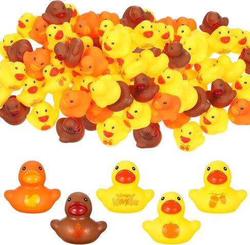 DEEKIN 100 Pcs Thanksgiving Rubber Duck Bulk 1.57 Inch Float Rubber Ducks Small Shower Rubber Duck Mini Turkeys for Baby Shower Fall Party in Saudi Arabia