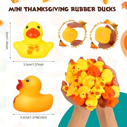 DEEKIN 100 Pcs Thanksgiving Rubber Duck Bulk 1.57 Inch Float Rubber Ducks Small Shower Rubber Duck Mini Turkeys for Baby Shower Fall Party in Saudi Arabia