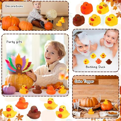 DEEKIN 100 Pcs Thanksgiving Rubber Duck Bulk 1.57 Inch Float Rubber Ducks Small Shower Rubber Duck Mini Turkeys for Baby Shower Fall Party in Saudi Arabia