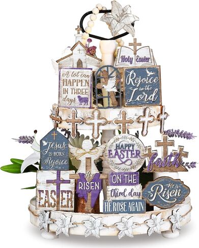 Amyhill 17 PCS هو Risen Easter Tier Tier Decor Decor in Kuwait