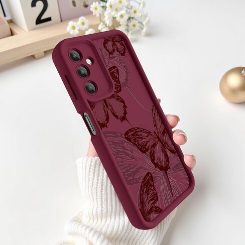 بالنسبة لحالة Samsung Galaxy A16 5G ، تصميم نمط الفراشة الإبداعي للنساء الفتاة ، غطاء الهاتف الناعم لمكافحة الصدمات المضاد للخلع لـ Galaxy A16 (Burgundy Red Butterfly) in Saudi Arabia