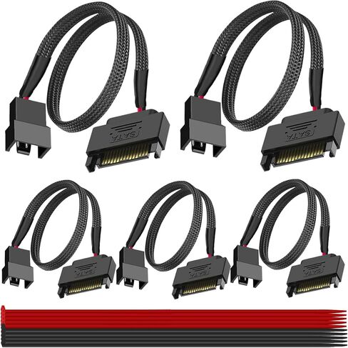 2pcs 15 دبوس SATA إلى 4 PC مروحة محول طاقة محول الكابل in Kuwait