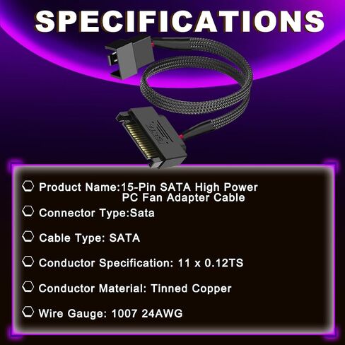 2pcs 15 دبوس SATA إلى 4 PC مروحة محول طاقة محول الكابل in Kuwait