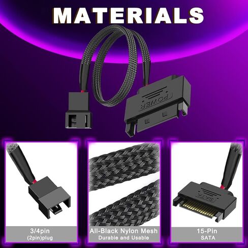 2pcs 15 دبوس SATA إلى 4 PC مروحة محول طاقة محول الكابل in Kuwait