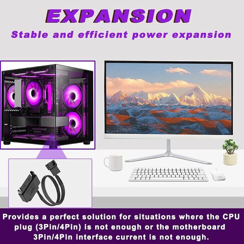 2pcs 15 دبوس SATA إلى 4 PC مروحة محول طاقة محول الكابل in Kuwait