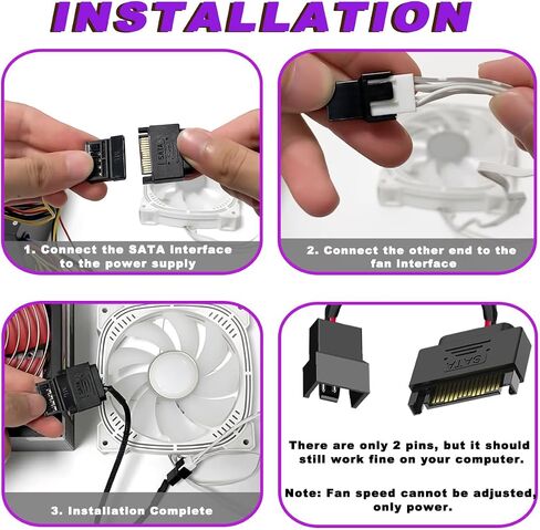 2pcs 15 دبوس SATA إلى 4 PC مروحة محول طاقة محول الكابل in Kuwait