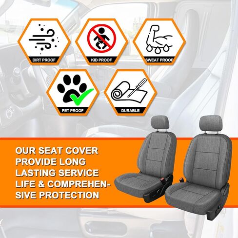 Front and Rear Seat Cover Compatible with 2015-2025 Ford F-150 2017-2025 F250/F350/F450 Crew Cab, Heavy Duty Cationic Linen Fabric Seat Protector, Charcoal in Kuwait