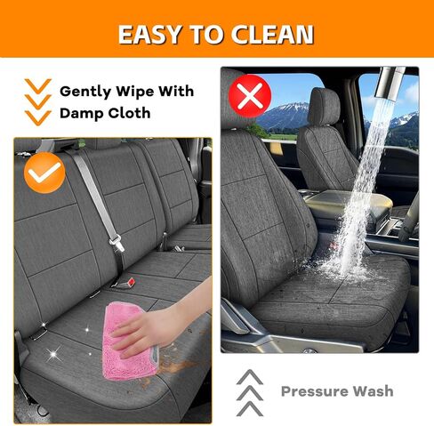 Front and Rear Seat Cover Compatible with 2015-2025 Ford F-150 2017-2025 F250/F350/F450 Crew Cab, Heavy Duty Cationic Linen Fabric Seat Protector, Charcoal in Kuwait