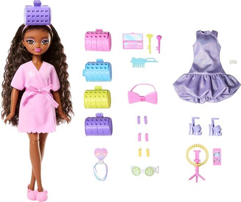 Barbie Dream Get Brooklyn "Dolling Doll مع شعر منمق ، بما في ذلك إكسسوارات الشعر المفاجئة و 15+ تبدو in Saudi Arabia
