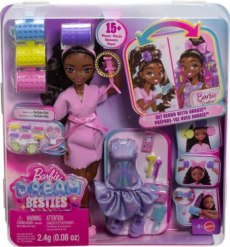 Barbie Dream Get Brooklyn "Dolling Doll مع شعر منمق ، بما في ذلك إكسسوارات الشعر المفاجئة و 15+ تبدو in Saudi Arabia