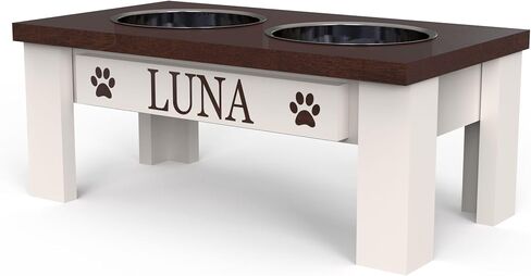 Luxury Pet Feeder - Elevated Stand with Stainless Steel Bowls for Small Dogs & Cats, Anti-Slip, Easy Clean, Chic & Durable Design (Small, Grey) in Saudi Arabia