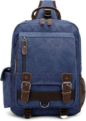 Sechunk Canvas Messenger Bag Sling Bag Crossbody Bag Shoulder Bag Retro Cross Body Handbags (Large, Blue) in Kuwait