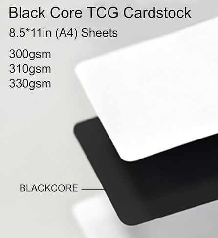 330gsm Black Core TCG Cardstock - DIY Proxies - Professional Blank Smooth Blackcore Playing Card Stock - A4 (8.5 * 11in) Sheets (Black Core 330gsm - 20 Sheets) in Saudi Arabia