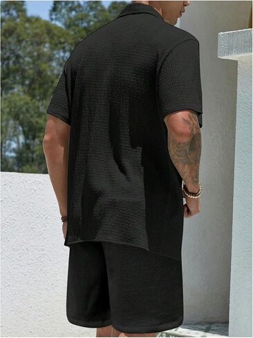 Gorglitter Men Linen Linen Set Button Down Down Down و Shorts يضع ملابس in Saudi Arabia