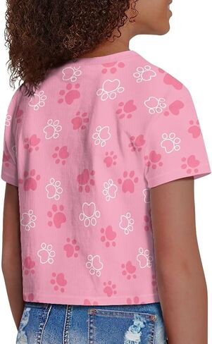 Cute Crop Tops for Girls Short Sleeve Summer T Shirts Fashion Graphic Tees Crew Neck Pullover Tee 5-14 Years in Kuwait