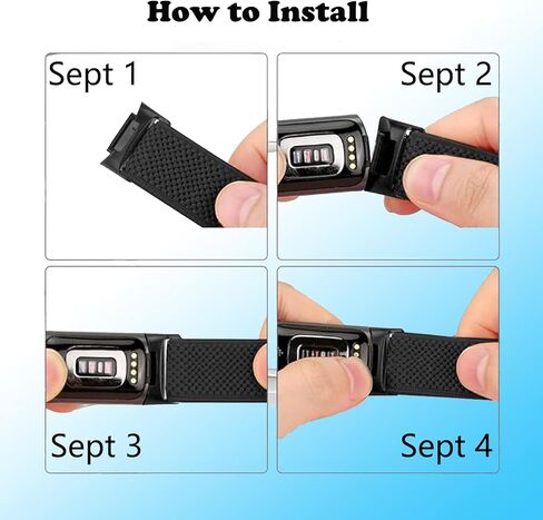 2 حزمة نايلون نايلون نايلون متوافقة مع شحنة فيتبيت 6 / فيتبيت شحنة 5 ، كلاسيكية ناعمة القابلة للضبط على السلة الذكية الاستبدال المعصم للنساء الرجال (Black / Navy Blue) in Kuwait