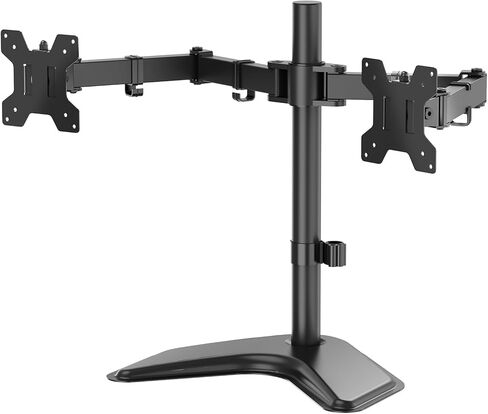 Wali Free Standing Dual Dual LCD Monitor Complable Complable Daby يناسب شاشتين حتى 27 بوصة ، 17.6 رطلاً. قدرة الوزن لكل ذراع (MF002LM) ، الأسود in Kuwait