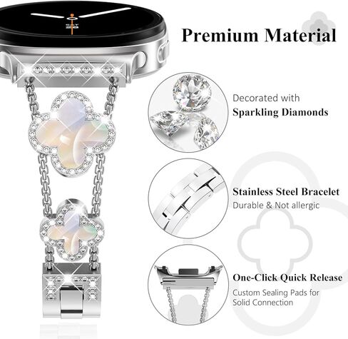 Wingle for Galaxy Watch 8/8 Classic Band 40/44/46mm Galaxy Watch 7 6 5 4 Fe Band 40mm 44mm Samsung Watch 5 Pro Bands 45mm ، Women Four Leaf Clover Bling Fands for Watch 6/4 Classic 47mm 47mm 42mm 46mm 46mm 46mm in Kuwait
