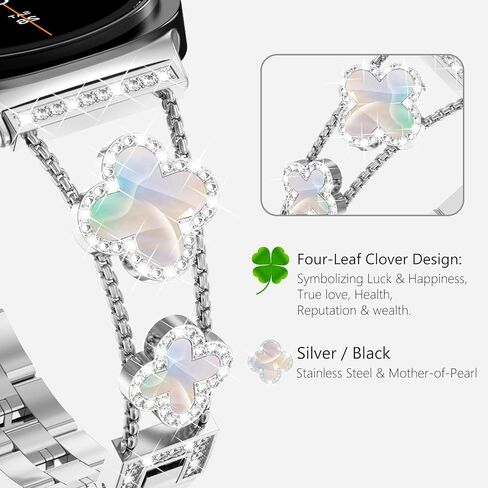 Wingle for Galaxy Watch 8/8 Classic Band 40/44/46mm Galaxy Watch 7 6 5 4 Fe Band 40mm 44mm Samsung Watch 5 Pro Bands 45mm ، Women Four Leaf Clover Bling Fands for Watch 6/4 Classic 47mm 47mm 42mm 46mm 46mm 46mm in Kuwait
