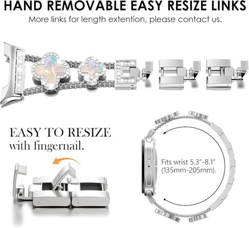 Wingle for Galaxy Watch 8/8 Classic Band 40/44/46mm Galaxy Watch 7 6 5 4 Fe Band 40mm 44mm Samsung Watch 5 Pro Bands 45mm ، Women Four Leaf Clover Bling Fands for Watch 6/4 Classic 47mm 47mm 42mm 46mm 46mm 46mm in Kuwait