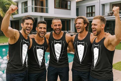 Tstars Printed Tuxedo Funny Tank Tops for Men Suit with Bow Tie Wedding Bachelor Party Halloween Costume Mens Tux Top in Saudi Arabia