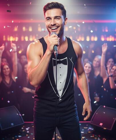 Tstars Printed Tuxedo Funny Tank Tops for Men Suit with Bow Tie Wedding Bachelor Party Halloween Costume Mens Tux Top in Saudi Arabia