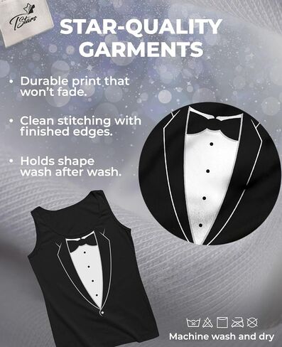 Tstars Printed Tuxedo Funny Tank Tops for Men Suit with Bow Tie Wedding Bachelor Party Halloween Costume Mens Tux Top in Saudi Arabia