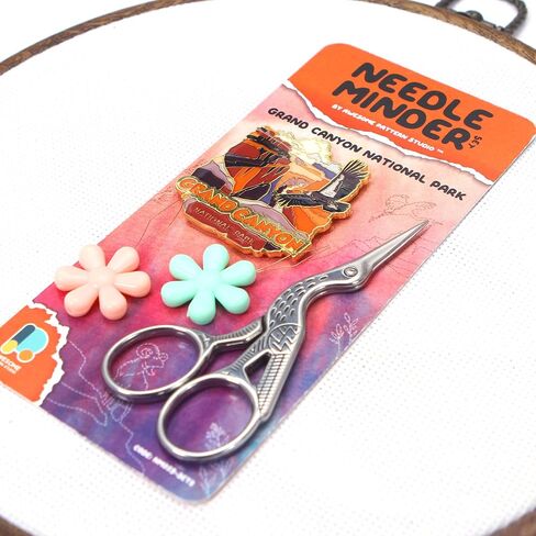 Awesome Pattern Studio Needle Minder Set - Great Smoky Mountains National Park Magnetic Needle Minder + 2 Needle Threaders + Crane Scissors. Enamel Pin for Cross Stitch, Embroidery and Craft in Saudi Arabia