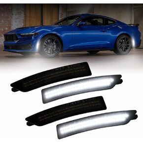 AUTOONE Upgraded Rear LED Side Marker Lights Compatible With Ford Mustang 2015-2023, White Parking Lamps, Smoked Lens Driver & Passenger Side Bumper Lights, 2PCS in Kuwait