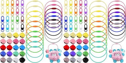 Tanstic 60Pcs Steel Wire Keychain Cable and Lobster Claw Clasps and Jingle Bells Kit, 0.06" x 5.9" Stainless Steel Wire Key Rings, Wire Ring for Luggage Tags, Keyrings, Craft in Saudi Arabia