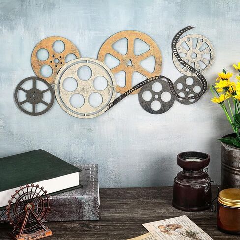 Moxweyeni Metal Movie Reel Wall Art Abstract Artique Movie Decore Decorative Wall Wall Art Film Reel for Home Studio Decor (Colorful) in Kuwait