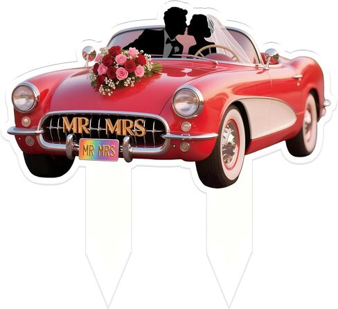 Mr and Mrs Wedding Cake Toppers - Moon-shaped Acrylic Bride and Groom Just Married Bridal Shower Wedding Toppers for Cake（2D) in Saudi Arabia