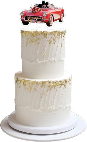 Mr and Mrs Wedding Cake Toppers - Moon-shaped Acrylic Bride and Groom Just Married Bridal Shower Wedding Toppers for Cake（2D) in Saudi Arabia