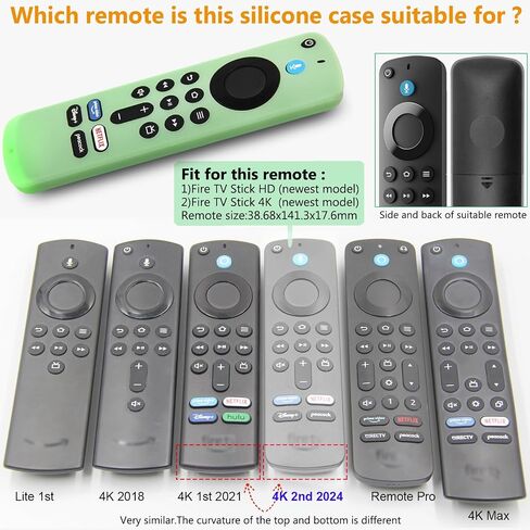 علبة الغلاف عن بُعد (2pcs) متوافقة مع Fire TV Stick HD 4K 2nd (2024 تم إصدارها) / Pioneer Alexa Voice Remote ، غلاف السيليكون المضاد للانزلاق مع حزام معصم (أخضر ، أزرق ، كلاهما توهج) in Saudi Arabia