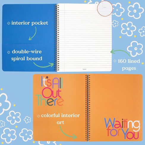 Ban.do Floral Rough Draft Proced Spiral Notebook ، 11 "× 9" مع جيوب و 160 صفحات جامعية تحكمها ، مما يجعلها تصل إلى ما أذهب إليه in Kuwait