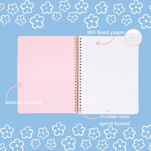Ban.do Floral Rough Draft Proced Spiral Notebook ، 11 "× 9" مع جيوب و 160 صفحات جامعية تحكمها ، مما يجعلها تصل إلى ما أذهب إليه in Kuwait