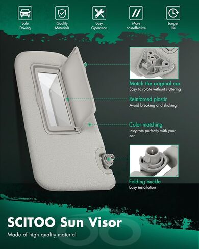 SCITOO Gray Left Driver Side Car Sun Visor Assembly Without Sunroof fit for 2013 2014 2015 2016 2017 2018 2019 for Nissan Sentra in Saudi Arabia