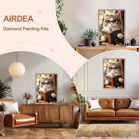 AIRDEA Elegant Lady Diamond Art Painting Kits for Adults Beauty and Cat,5D DIY Gem Art Kits for Home Wall Decor 12x16in,Round Full Drill,Beauty in Saudi Arabia
